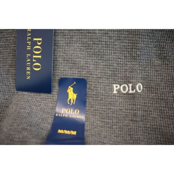 Polo Ralph Lauren PWLC2F Men's Sz M Charcoal Heather Waffle L/S Crew Shirt - Picture 3 of 9